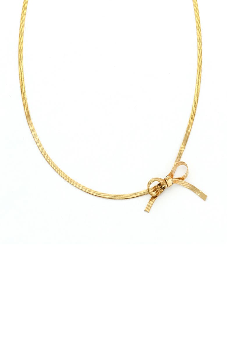 Panacea Snake Chain Bow Necklace, Main, color, Gold