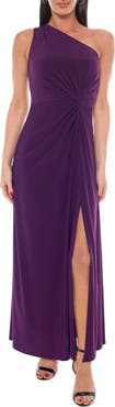 Marina One-Shoulder Front Twist A-Line Gown