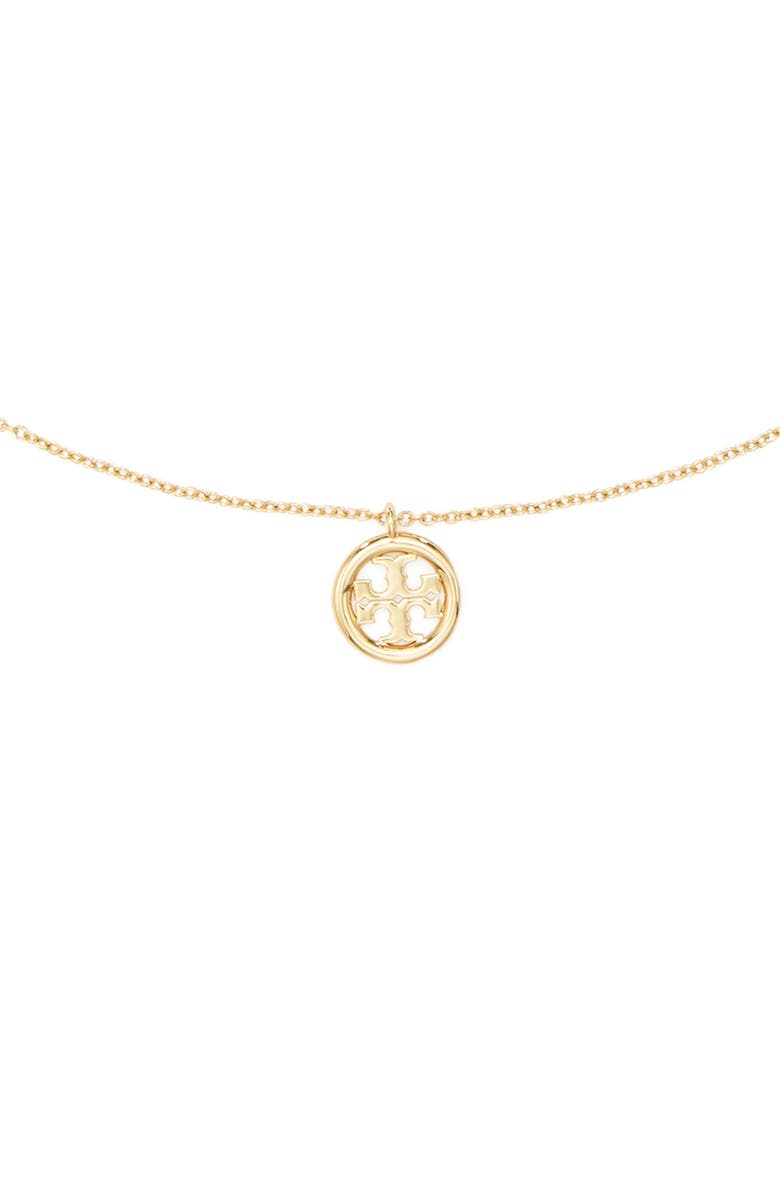 Tory Burch Icon Circle Pendant Necklace, Alternate, color, Tory Gold