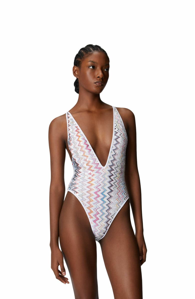 Missoni One-piece Swimsuit With V-neck And Sequins, Alternate, color,