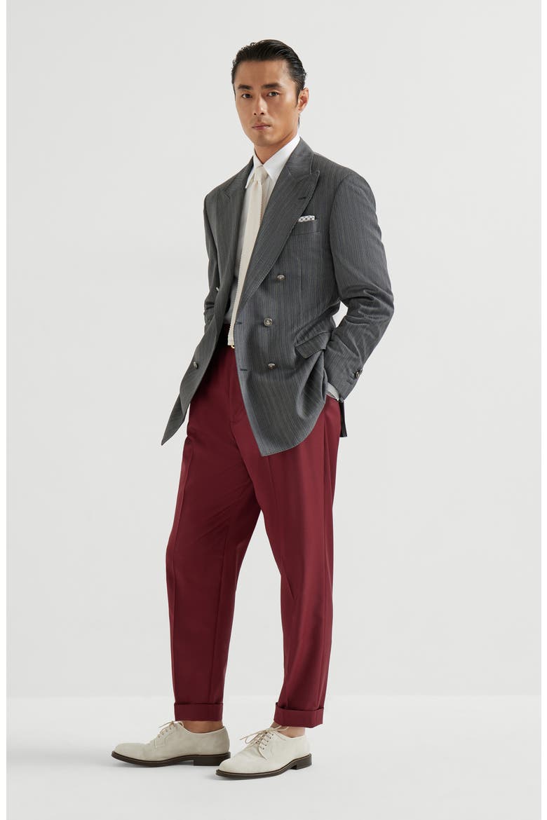Virgin wool trousers, Alternate, color, Cherry