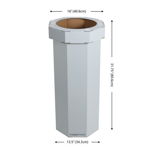 Happimess Fleur 25-gallon Classic Disposable Corrugated Cardboard Event Trash Can And Recycling Bin In Gray