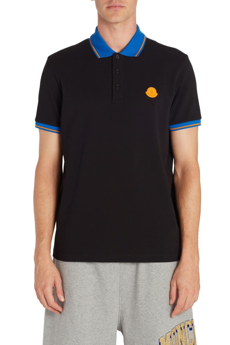 Contrast Trim Cotton Piqué Polo, Main, color, BLACK
