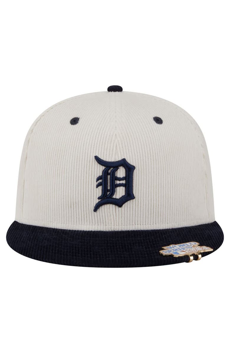 New Era Men's New Era Cream/Navy Detroit Tigers Two-Tone Corduroy 59FIFTY Fitted Hat, Alternate, color, 