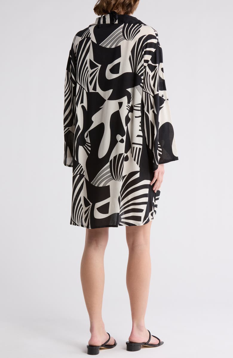 BOHO ME Print Long Sleeve Tunic Dress, Alternate, color, Blk/White Print