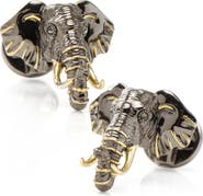 Cufflinks, Inc. Sterling Silver & 14K Gold Elephant Head Cuff Links