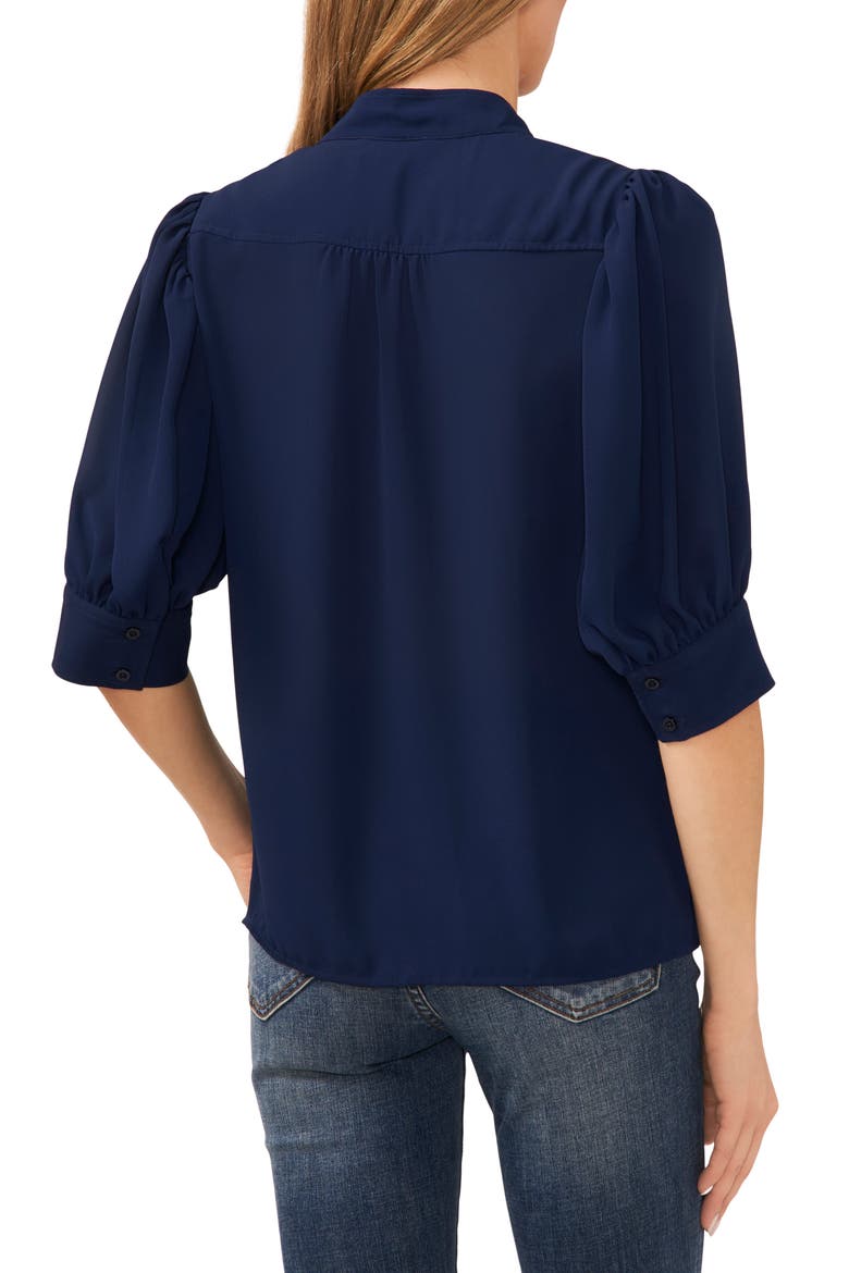 Puff Sleeve Button-Up Shirt, Alternate, color, CLASSIC NAVY