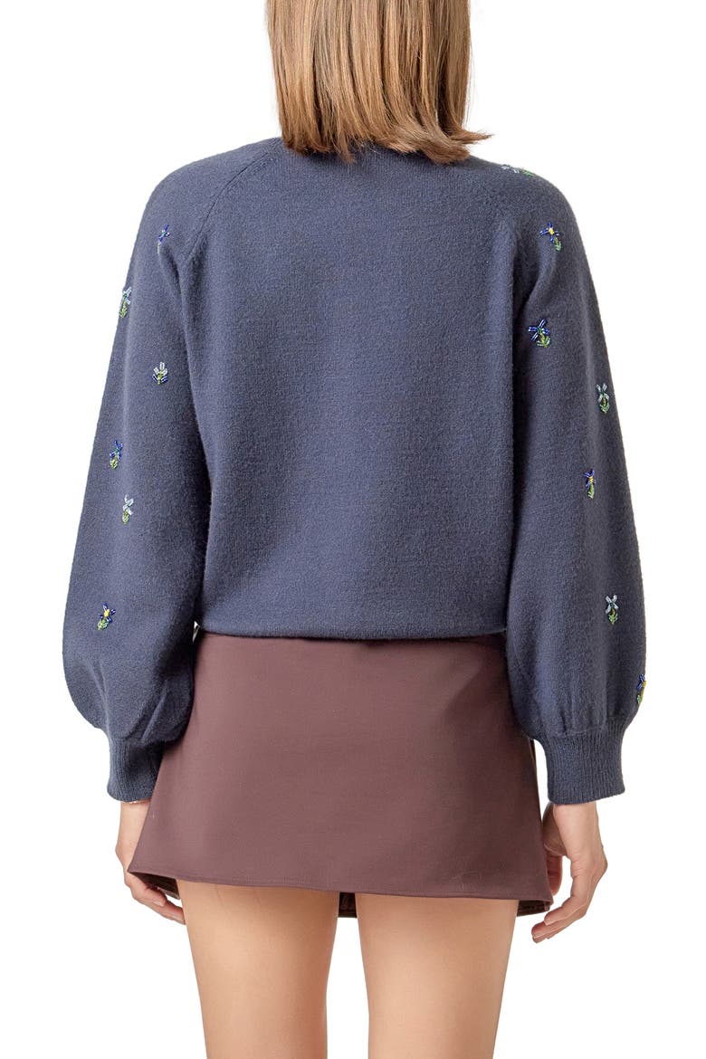 Beaded Floral Cardigan, Alternate, color, NAVY