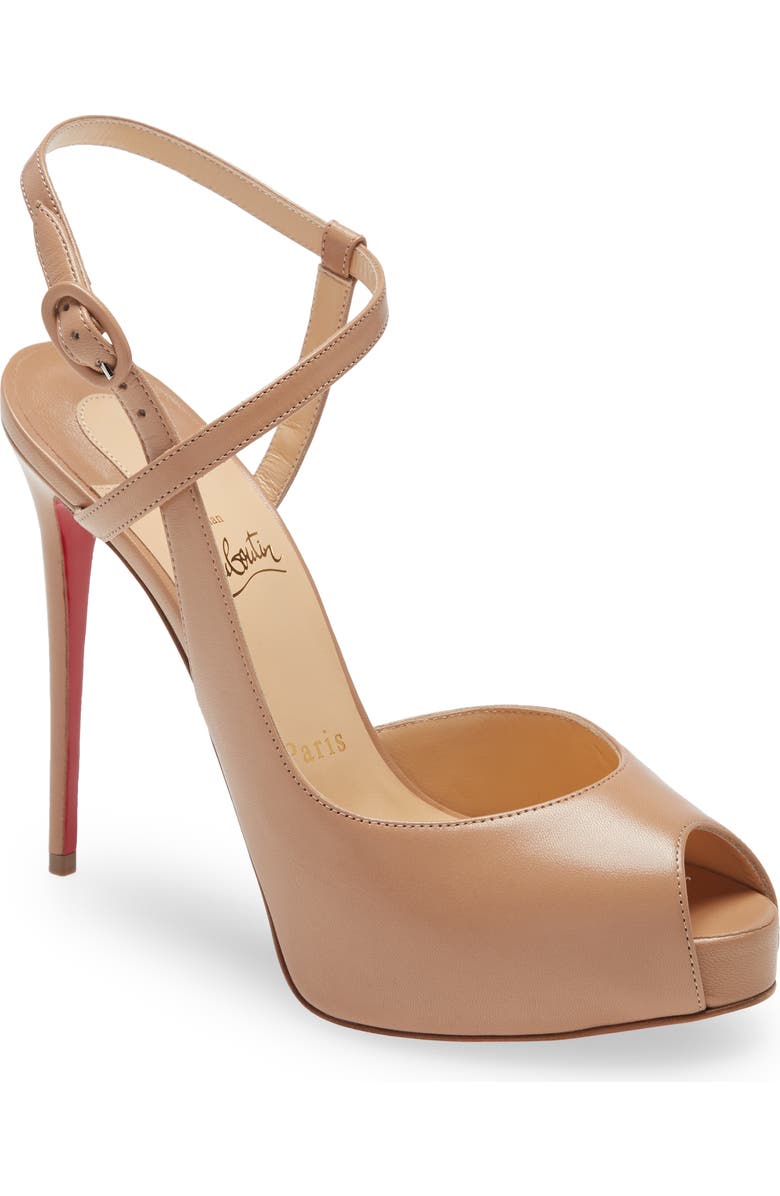 Christian Louboutin Jenlove Ankle Strap Peep Toe Stiletto, Main, color, Nude
