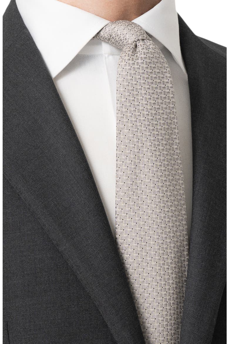 Micro Geo Silk Tie, Alternate, color, LIGHT GREY