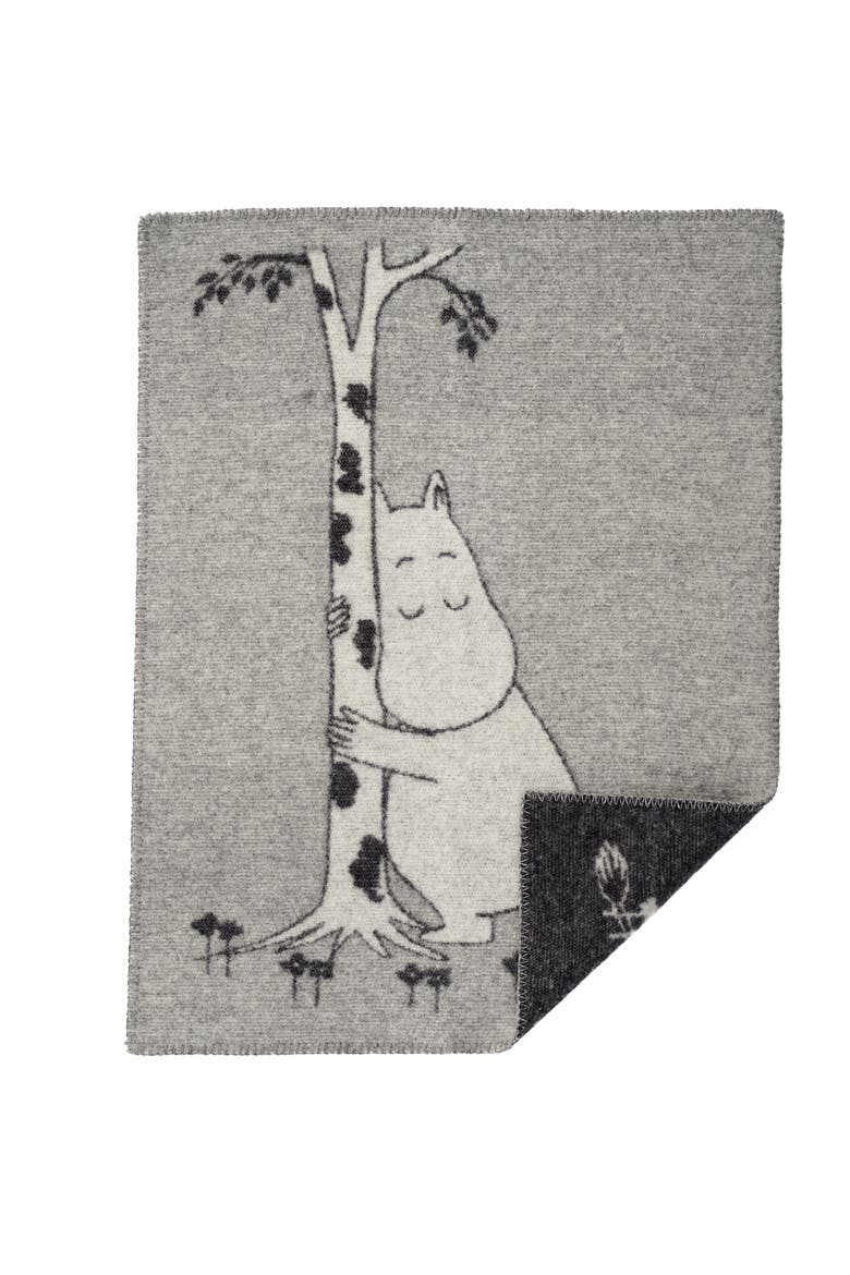 Kids' Moomin Lambswool Felted Blanket, Main, color, GREY