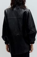 MANGO Faux Leather Funnel Neck Jacket