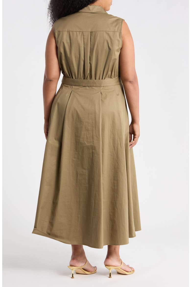 Belted Button Down Midi Dress, Alternate, color, OLIVE