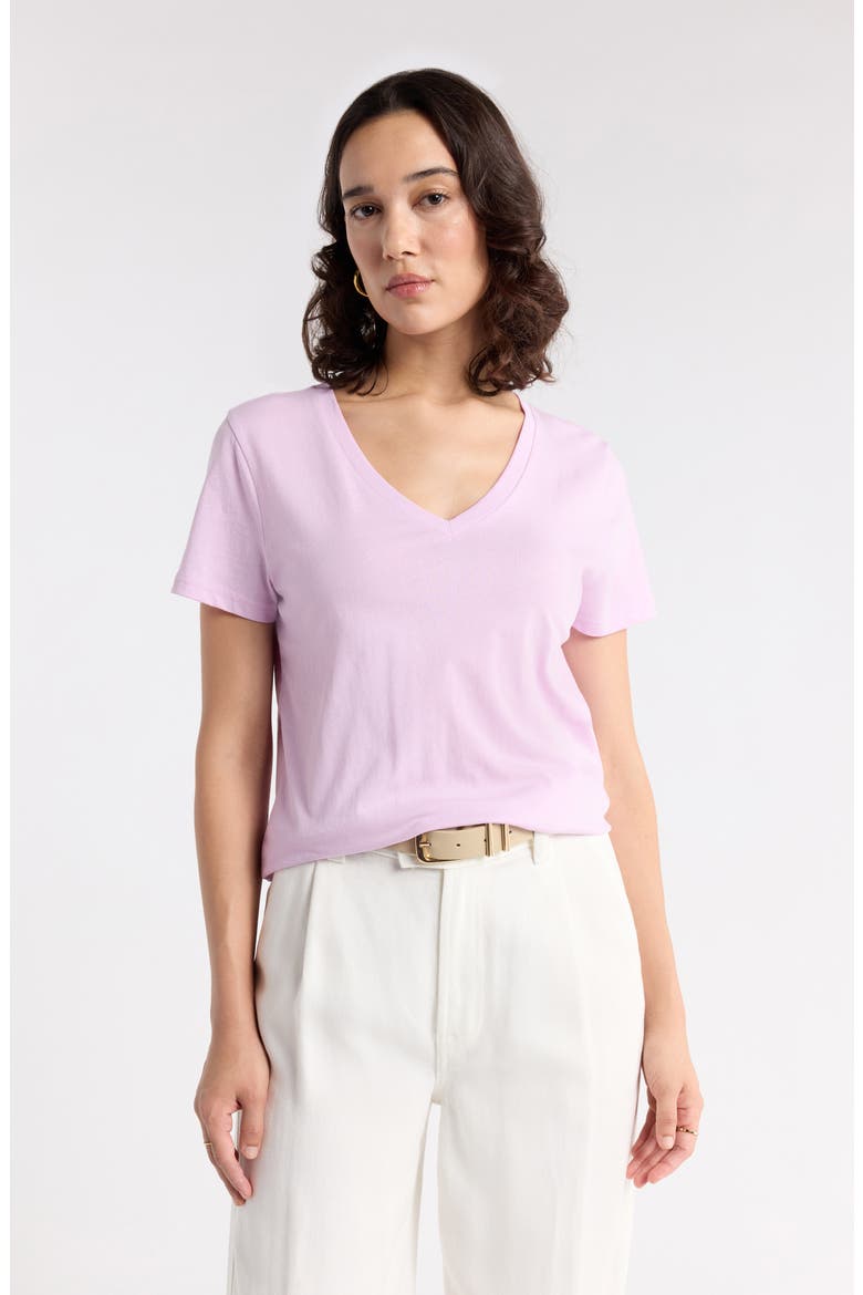 V-Neck Cotton T-Shirt, Main, color, PURPLE TRELLIS