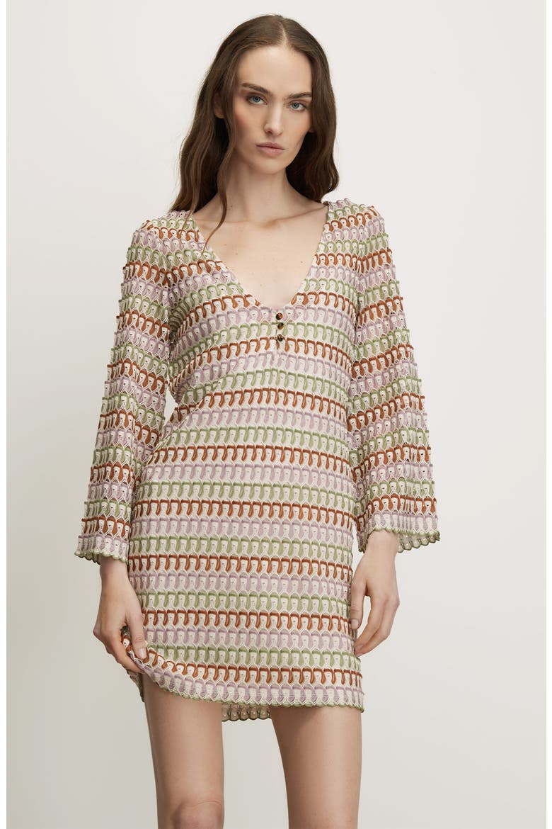 Novien Embroidered Long Sleeve Minidress, Alternate, color, DEEP OCHRE DOVE MULTI