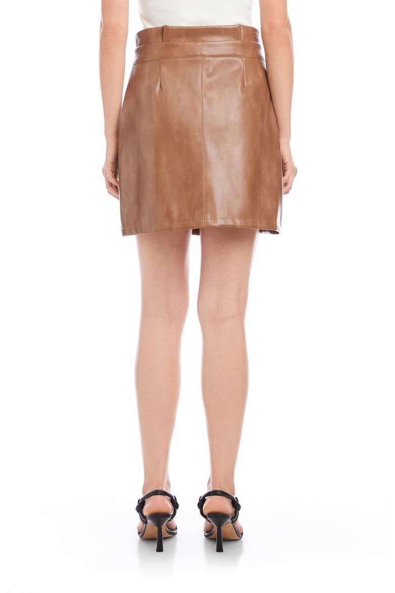 Kinsley Faux Leather Button Front Skirt, Alternate, color, LATTE