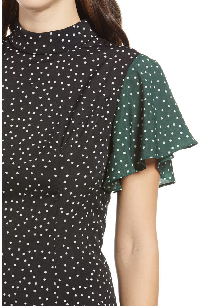 Moira Mock Neck Asymmetrical Hem Dress, Alternate, color, MULTI