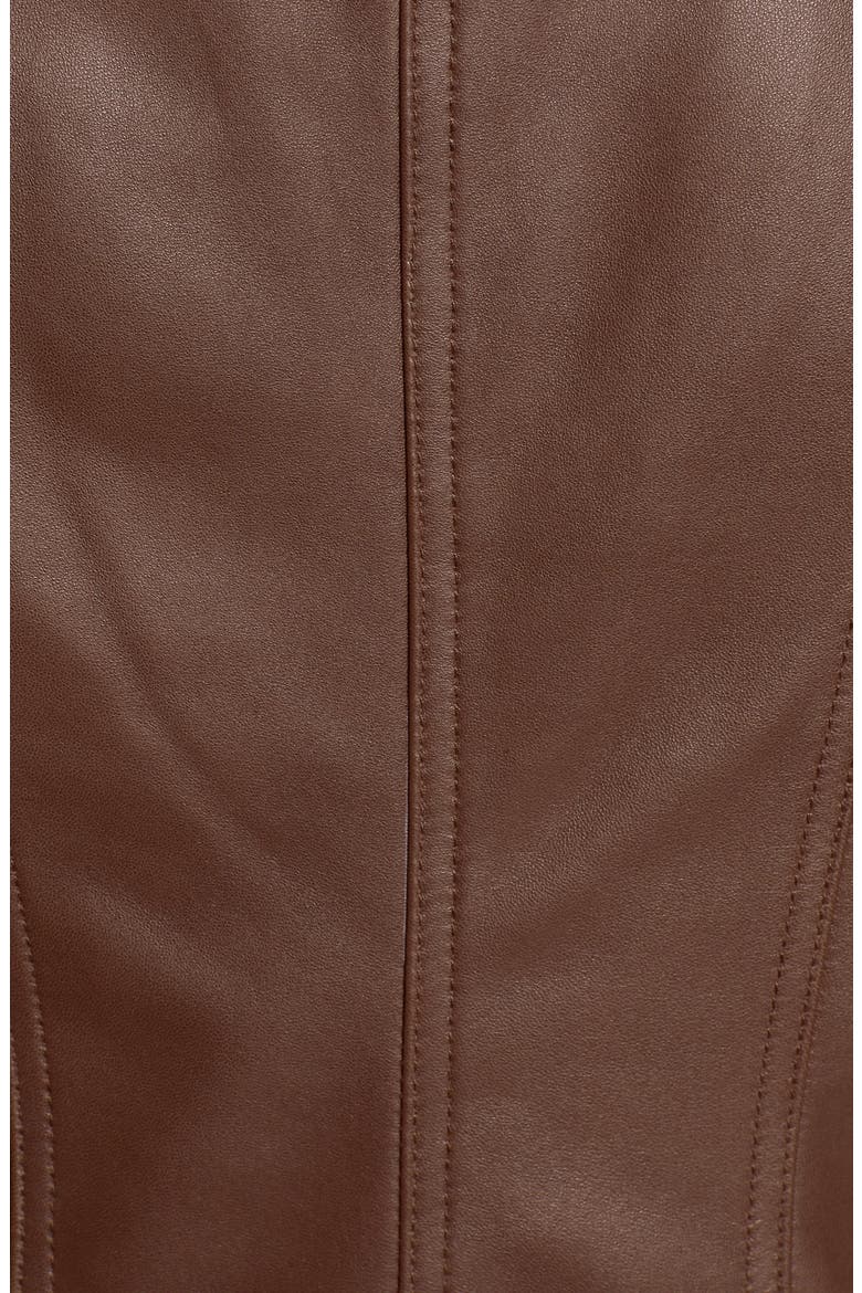 Badgley Mischka Gia Leather Biker Jacket, Alternate, color, CHOCOLATE