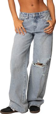 EDIKTED Adam Distressed Ripped Nonstretch Wide Leg Jeans