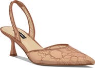 Nine West Rizze Slingback Pointed Toe Kitten Heel Pump