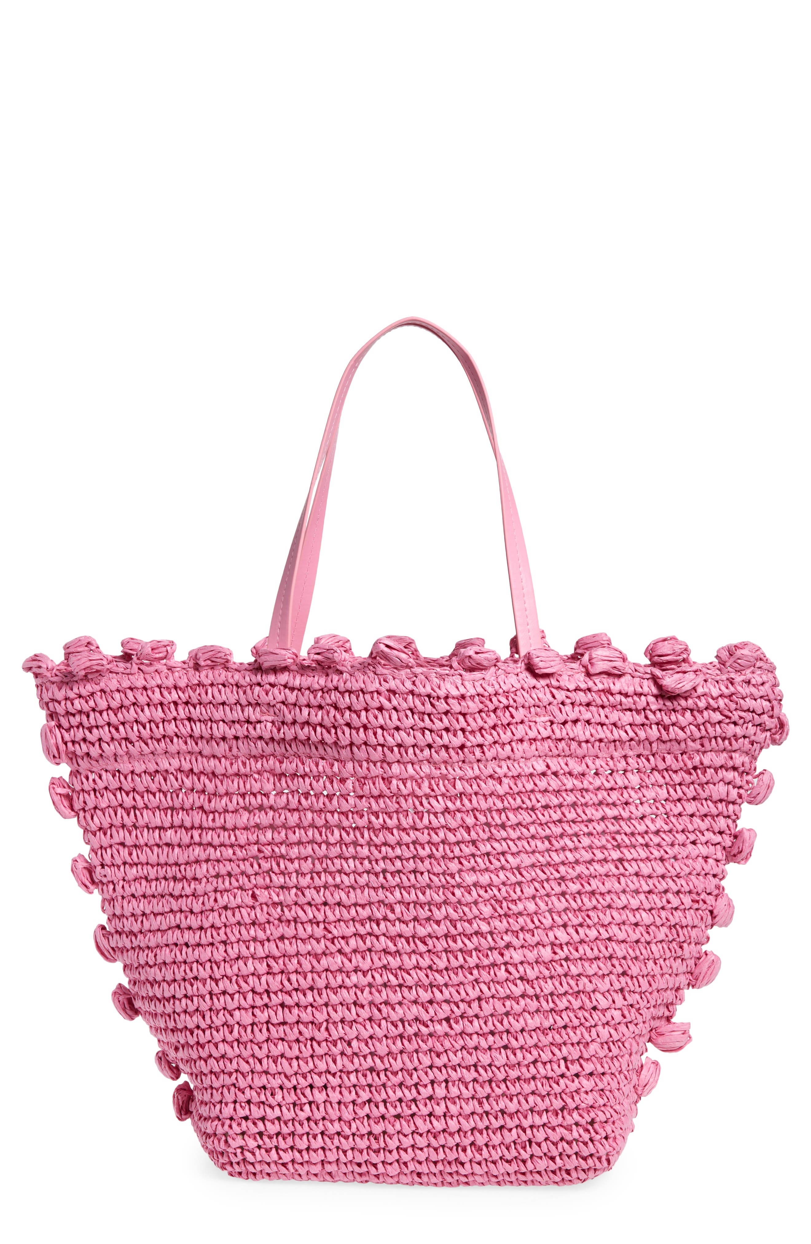 Leah Straw Tote, Main, color, FLAMINGO