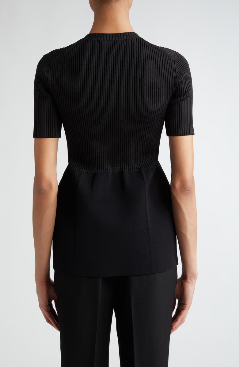 Jil Sander Peplum Rib Crewneck Top, Alternate, color,