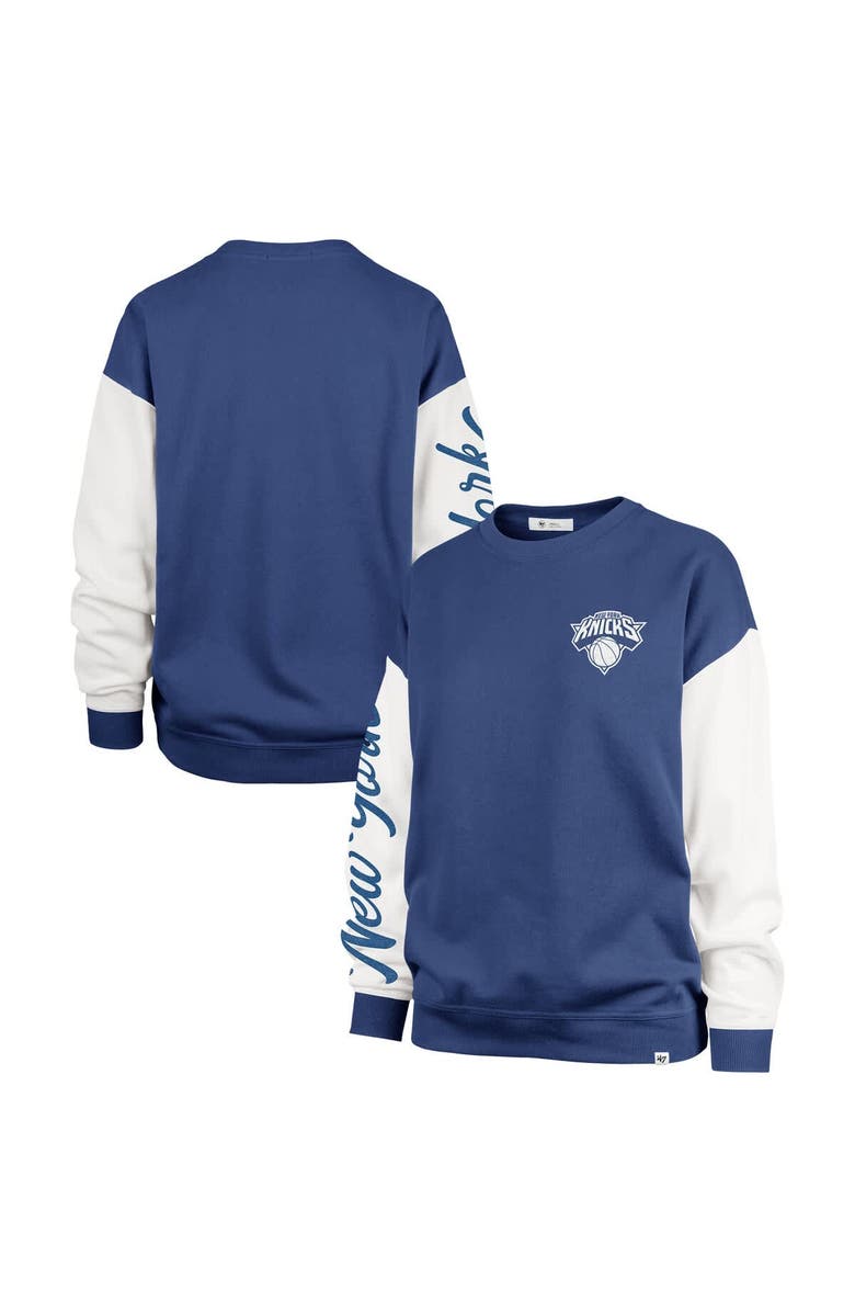 '47 Women's '47 Blue New York Knicks Rise Andie Oversized Pullover Sweatshirt, Main, color, Blue