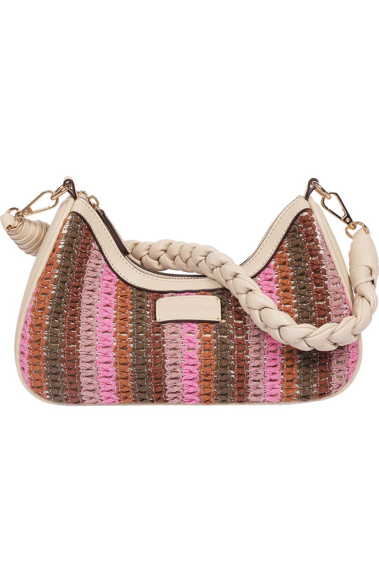 Tommy Bahama Woven Ribbon Zip Top Shoulder Bag, Main, color, Cream