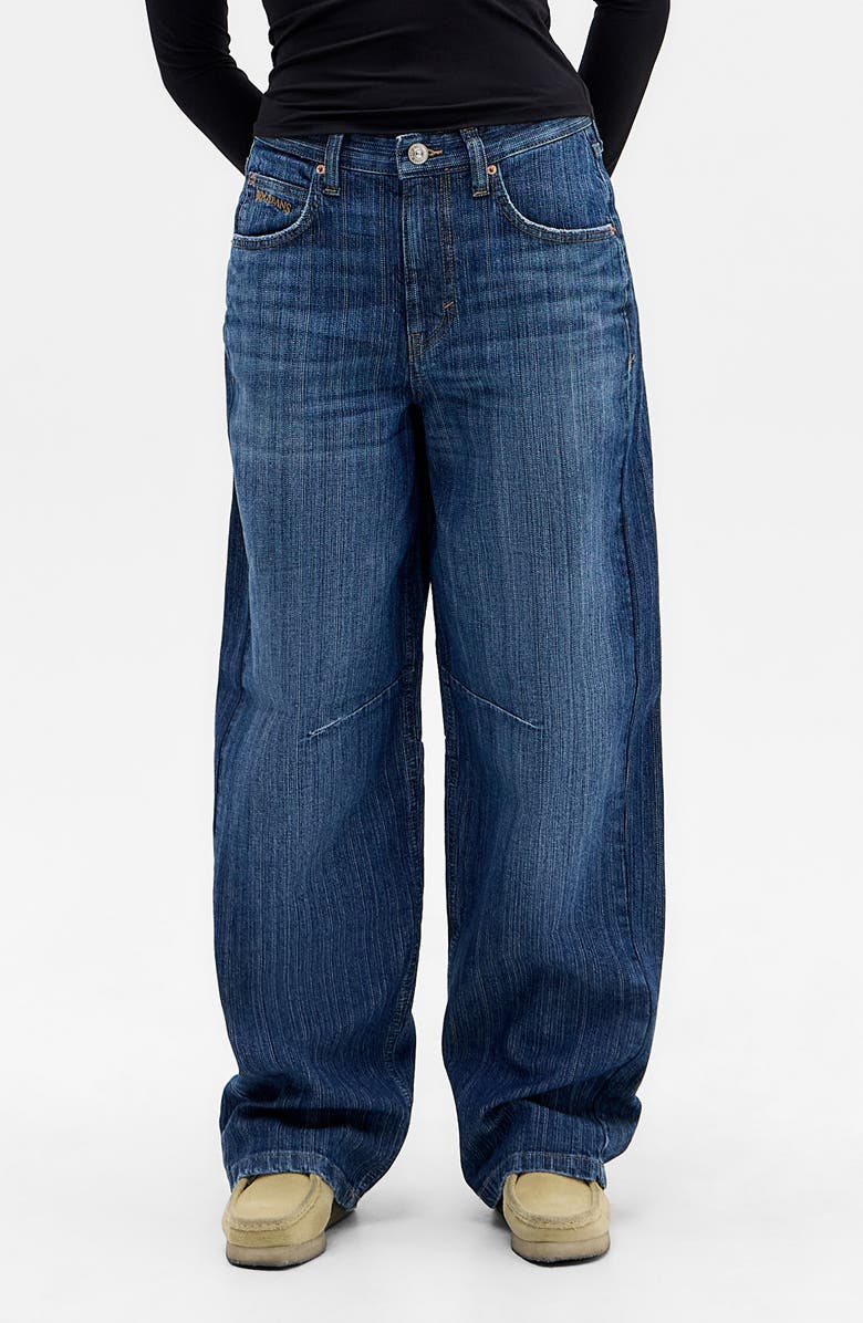 BDG Urban Outfitters Logan Stripe Barrel Leg Jeans, Main, color, Blue