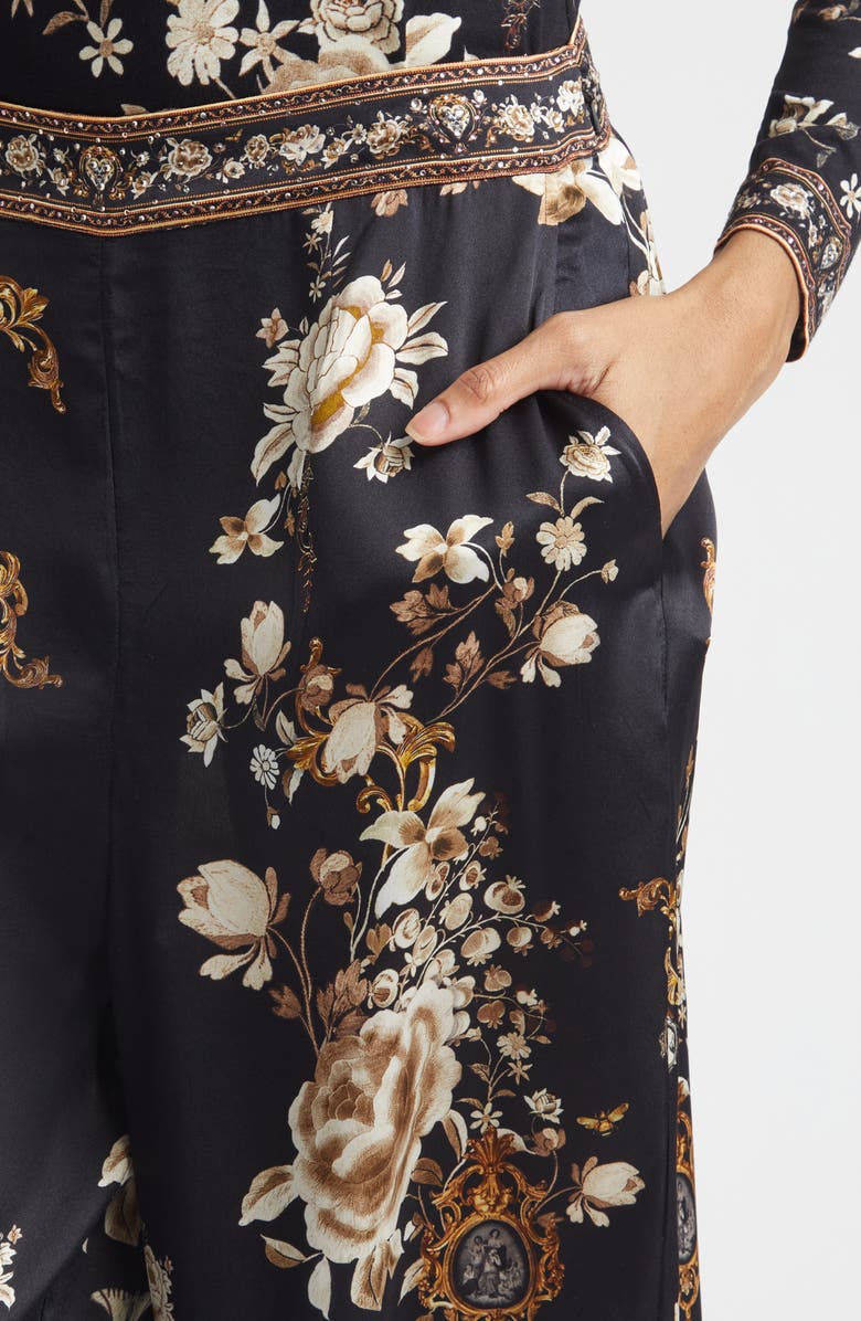 Camilla Flamenco Folklore Print Relaxed Silk Straight Leg Pants, Alternate, color, Flamenco Folklore