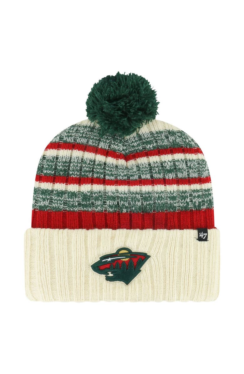 '47 Men's '47 Cream Minnesota Wild Tavern Cuffed Knit Hat with Pom, Main, color, 