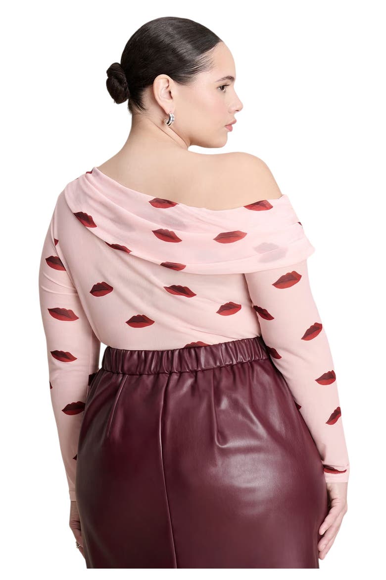 Lip Print Mesh Top, Alternate, color, LIPS PRINT