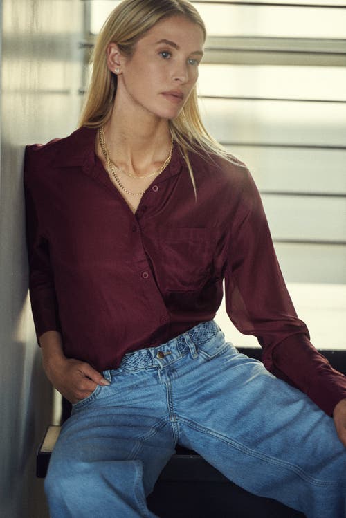 The Shirt By Rochelle Behrens The Silk Shirt In Burgundy