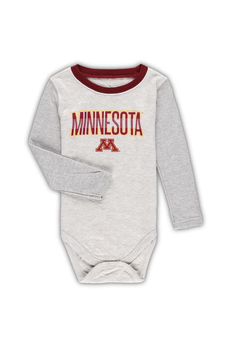 Infant Wes & Willy Heather Gray Minnesota Golden Gophers Jie Jie Long Sleeve Bodysuit & Pants Set, Alternate, color, Heather Gray