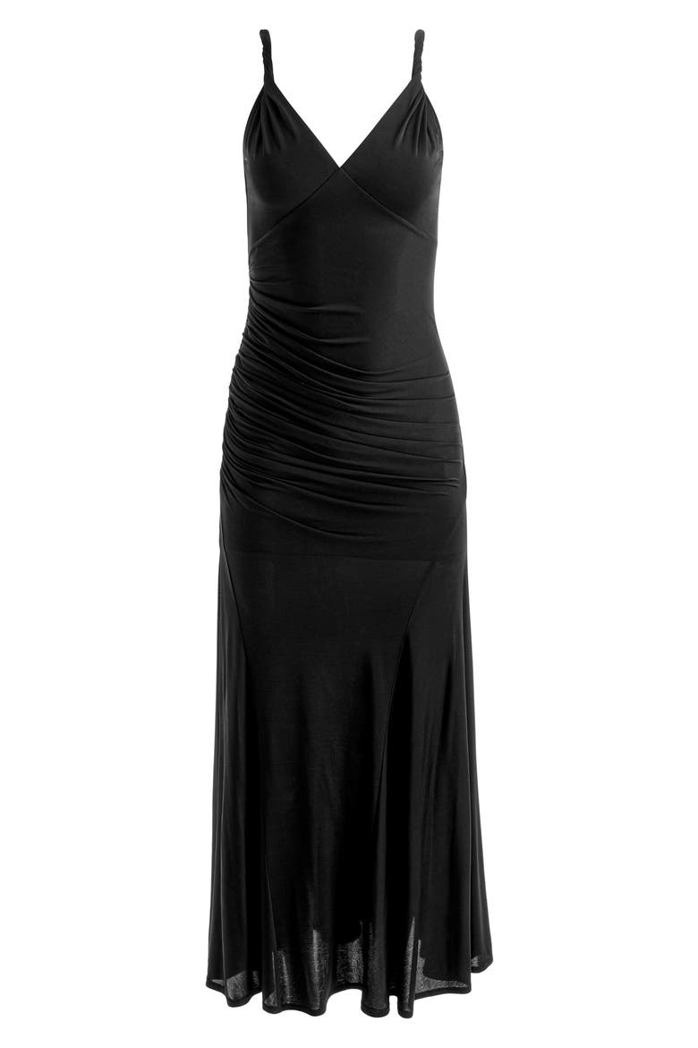 Bianca Twist Strap Ruched Sleeveless Maxi Dress, Alternate, color, BLACK