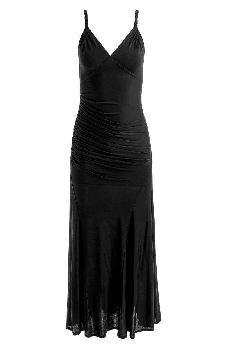 Alice + Olivia Bianca Twist Strap Ruched Sleeveless Maxi Dress, Alternate, color, Black