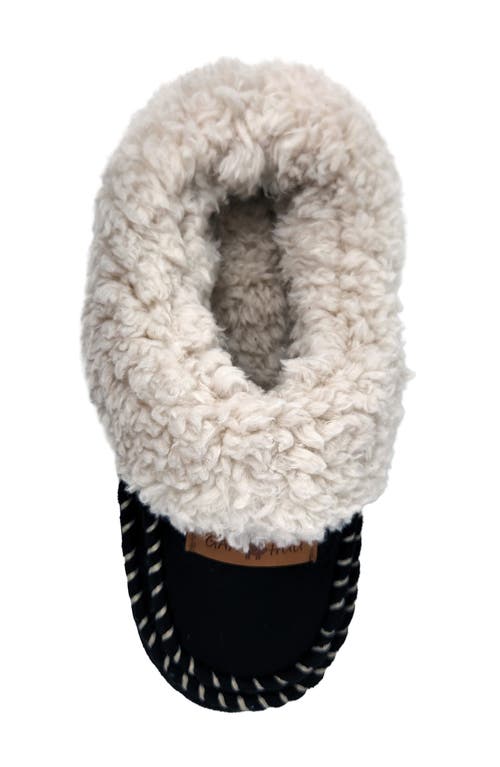 Gaahuu Double Stitched Faux Shearling Lined Slipper In Black