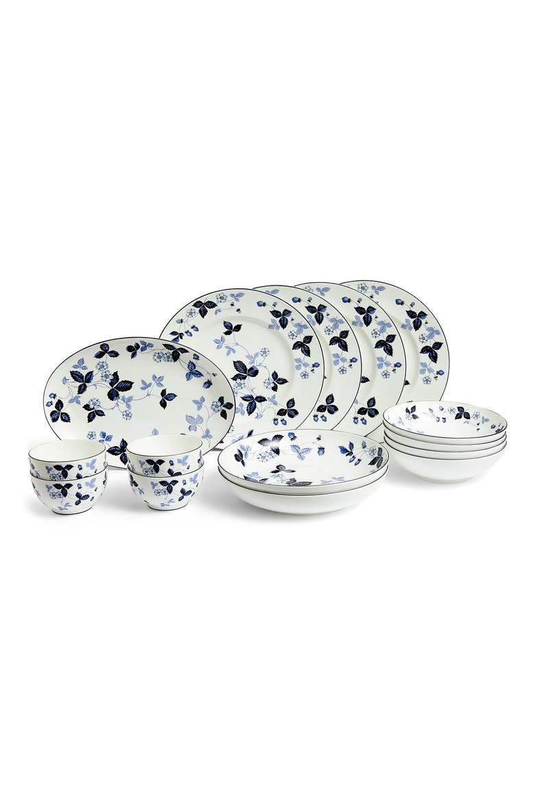 Wild Strawberry 15-Piece Bone China Dinnerware Set, Main, color, BLUE