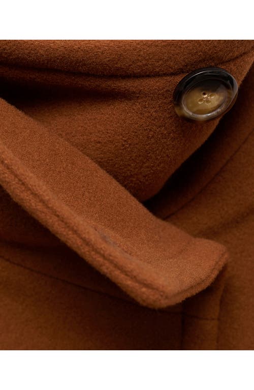 Mango Double Breasted Wool Blend Jacket In Brown