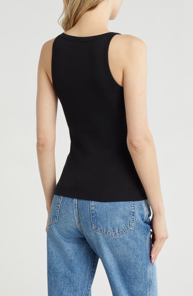 Melrose and Market Ribbed Henley Tank, Alternate, color, Black