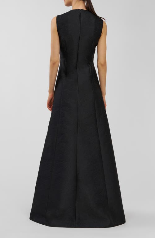 Kay Unger Gabriella Jacquard Gown In Black