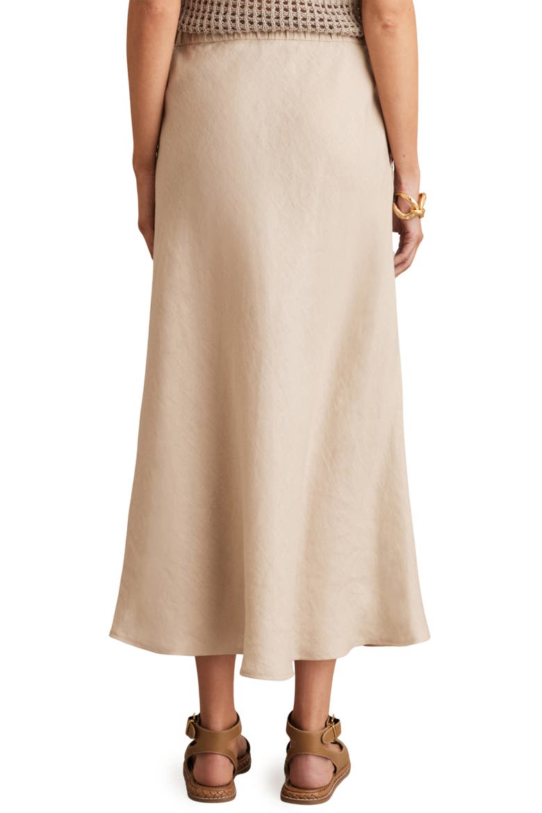 Roxi Drawstring Waist Linen Midi Skirt, Alternate, color, NEUTRAL