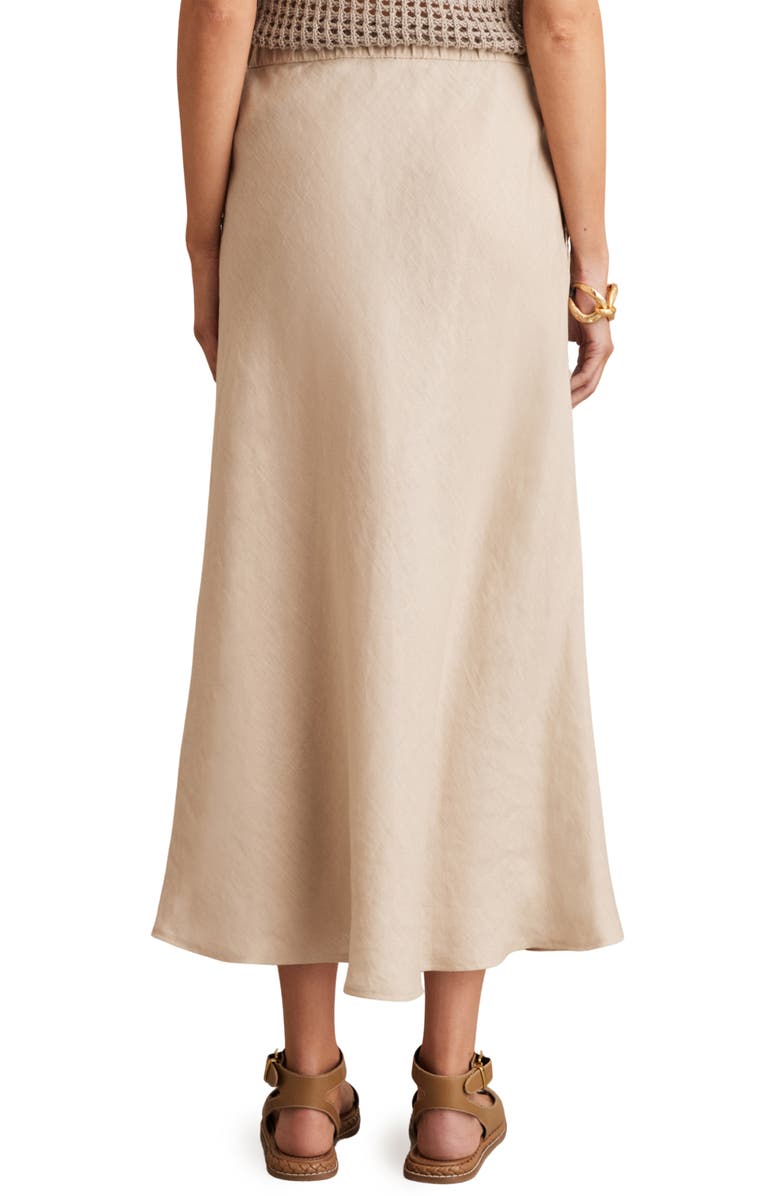 Reiss Roxi Drawstring Waist Linen Midi Skirt, Alternate, color, Neutral