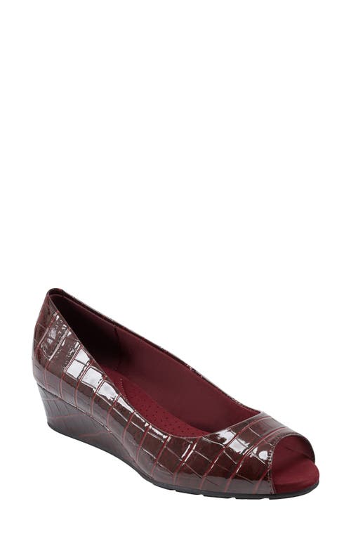 Bandolino Peep Toe Wedge Pump in Dark Red 