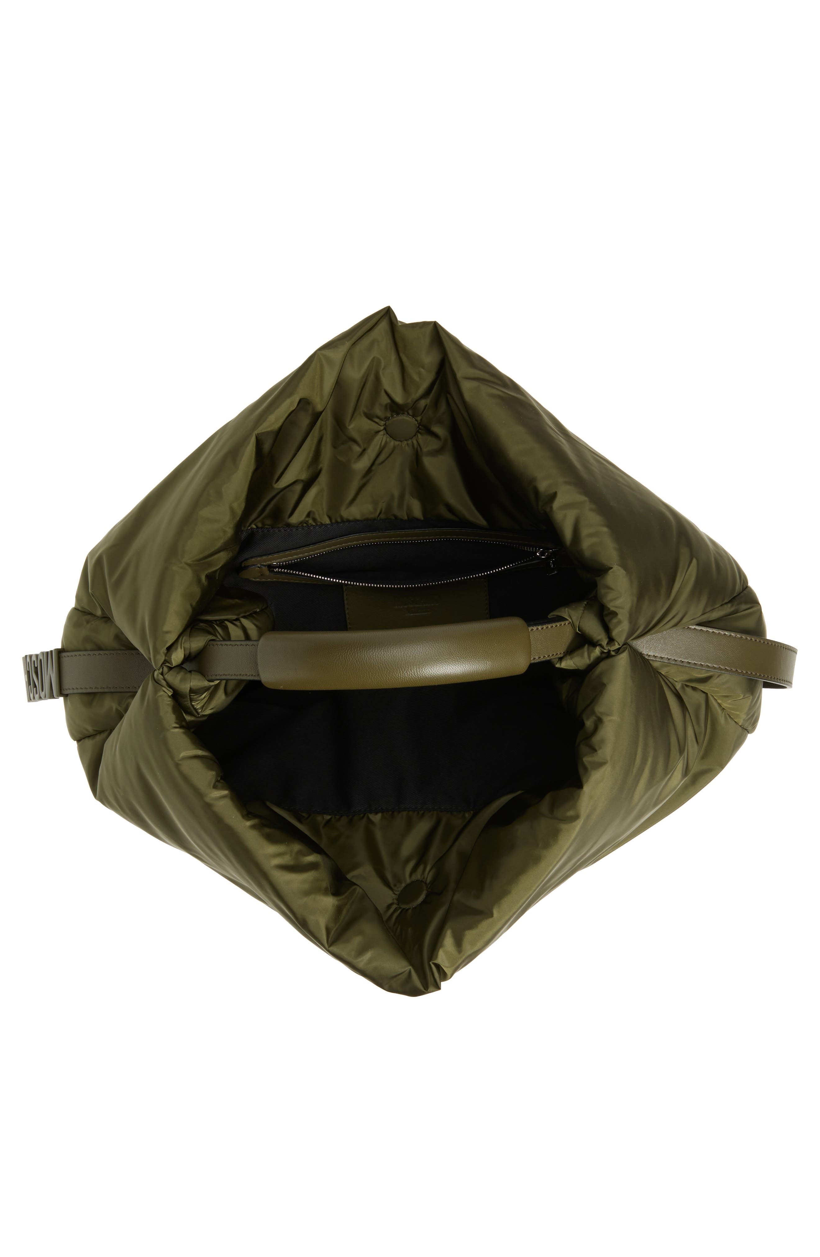 Moschino Handle Me Nylon Hobo Bag, Alternate, color, Military Green 85B On2