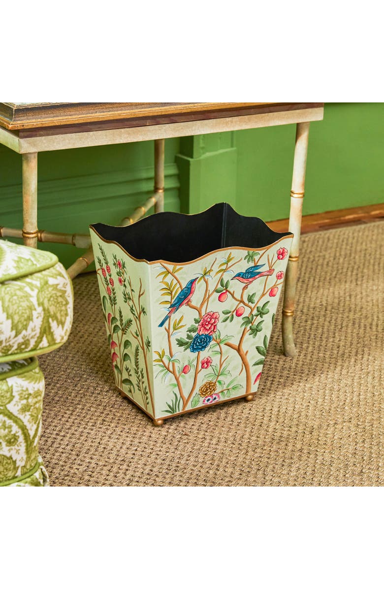 Mrs. Alice Chinoiserie Tole Waste Paper Bin, Alternate, color, Green
