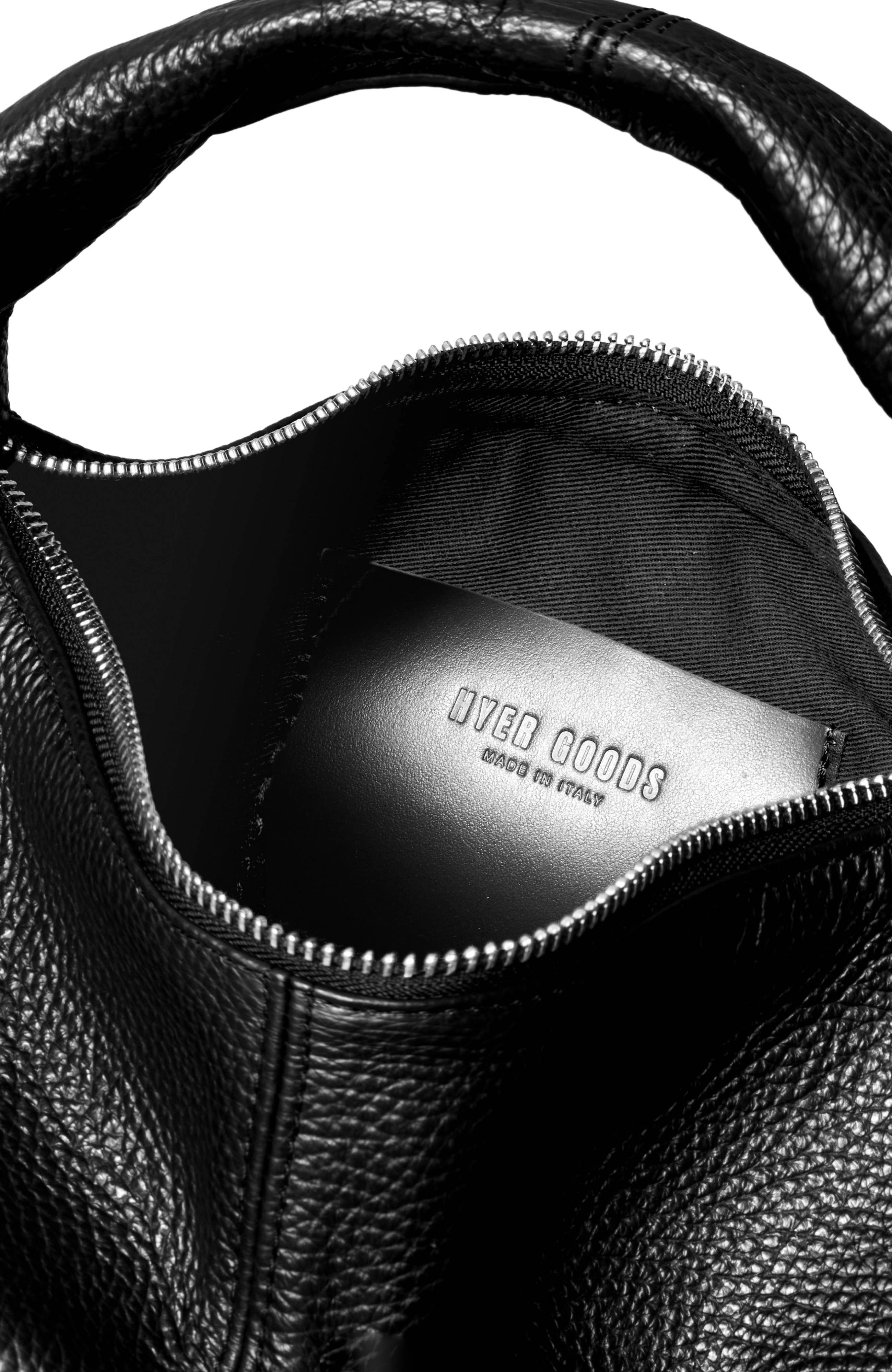 HYER GOODS Leather Mini Everday Shoulder Bag, Alternate, color, Black/Silver