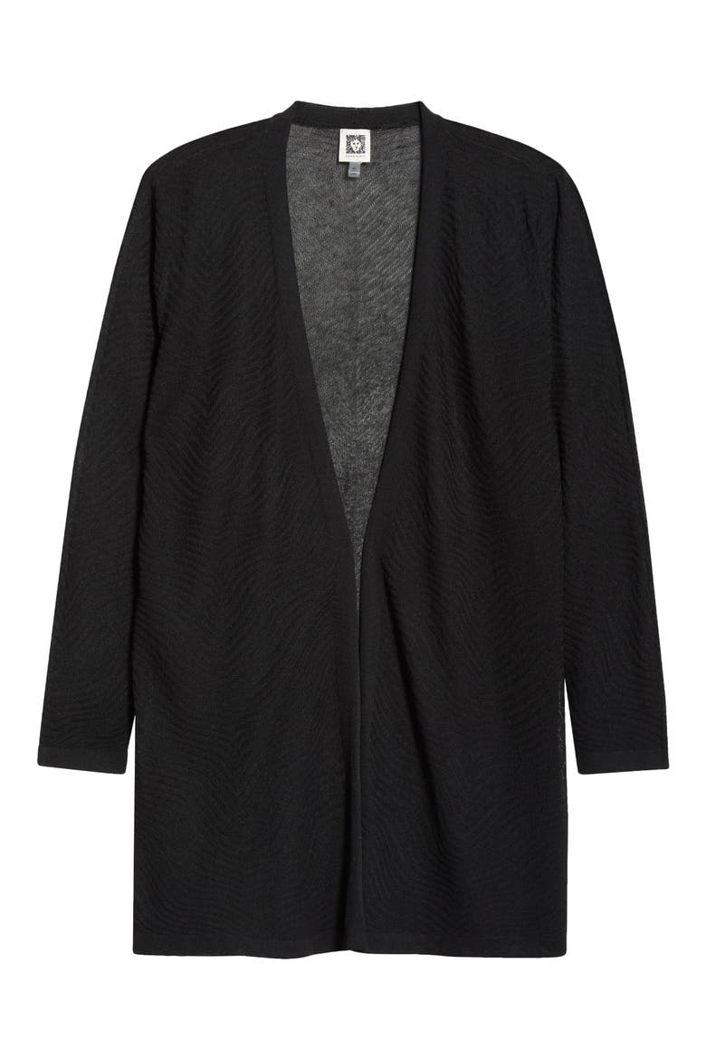 Open Front Cardigan, Alternate, color, ANNE BLACK