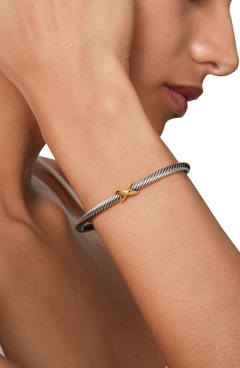 David Yurman X Classic Cable Station Bracelet in Sterling Silver with 14K Gold, 4mm, Alternate, color, Two Tone