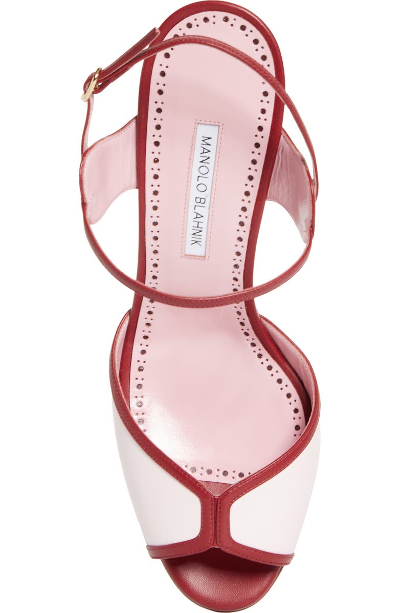 Manolo Blahnik Todda Colorblock Sandal, Alternate, color, Lpnk 6804/Dred 6039